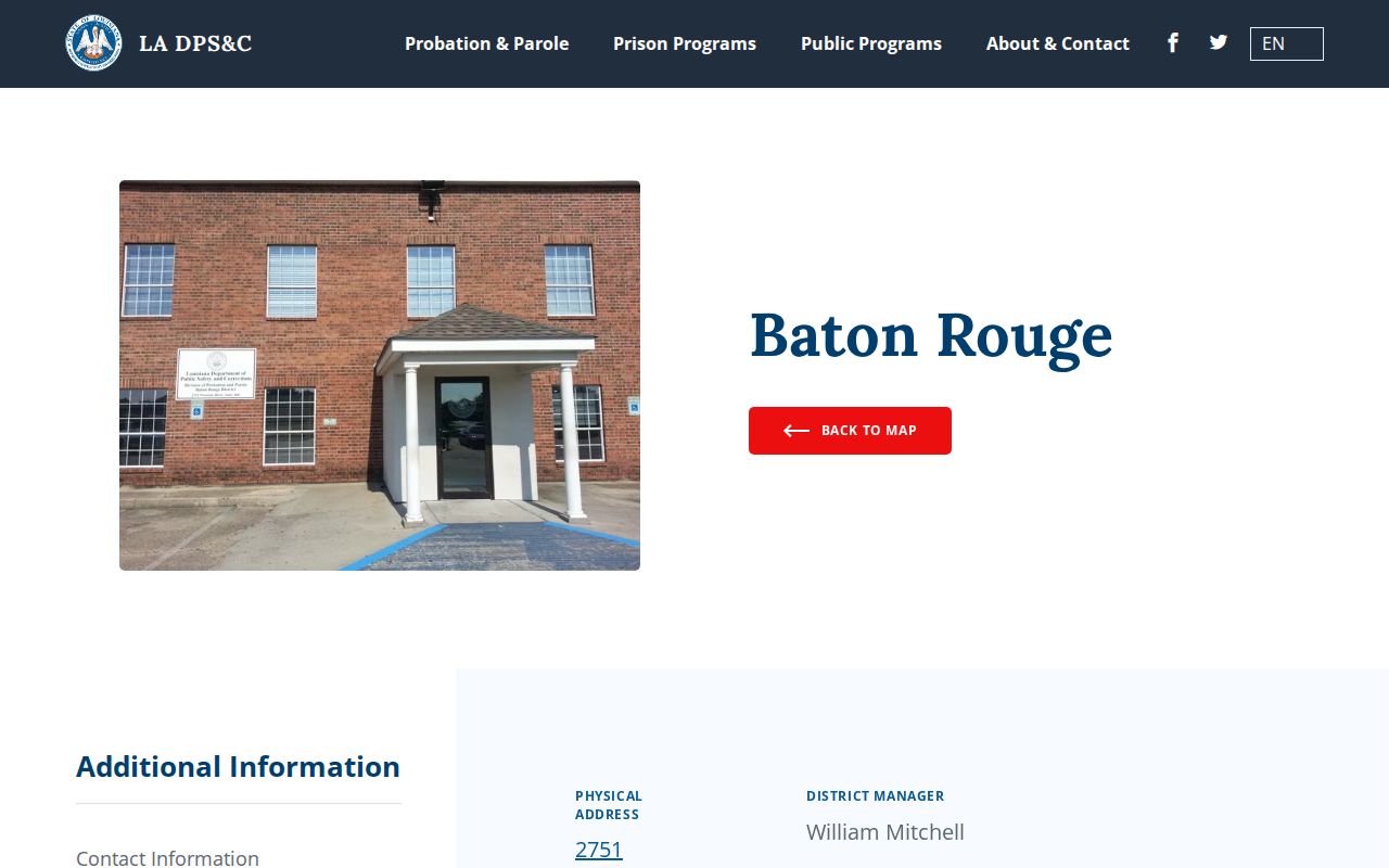 East Baton Rouge Parish post-release supervision office page
